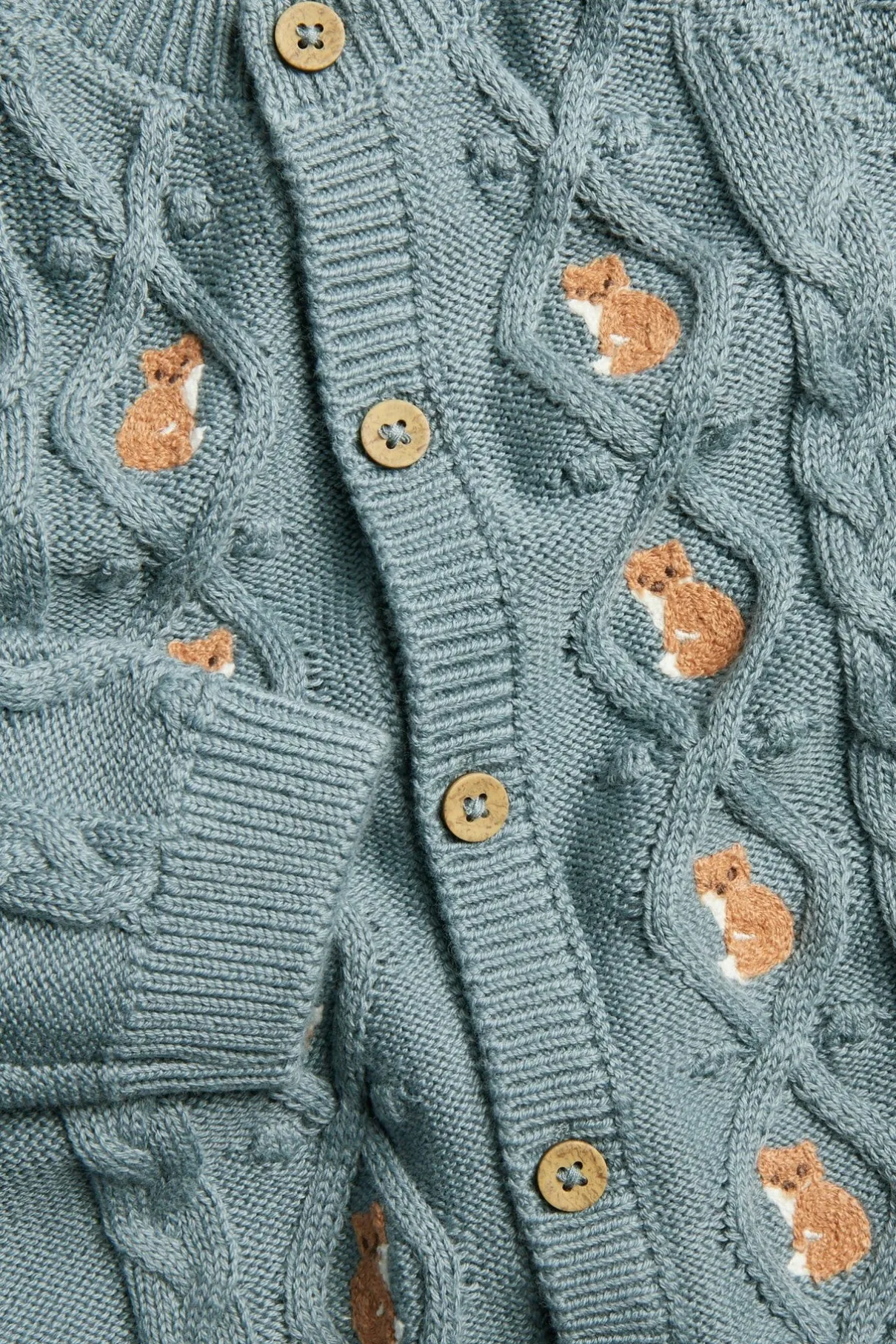 Baby cable-knit fox cardigan