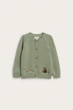Baby cardigan with embroidered bear