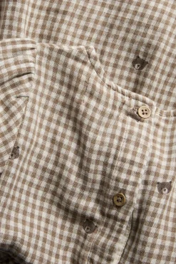 Baby checked dress with teddy bears