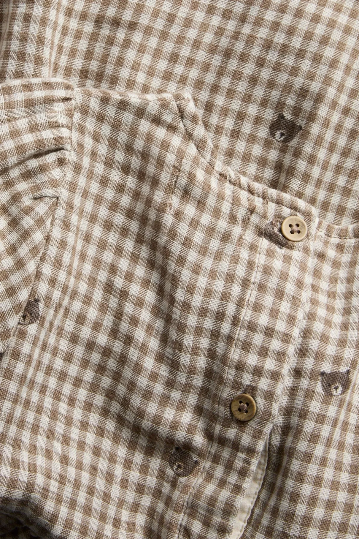 Baby checked dress with teddy bears