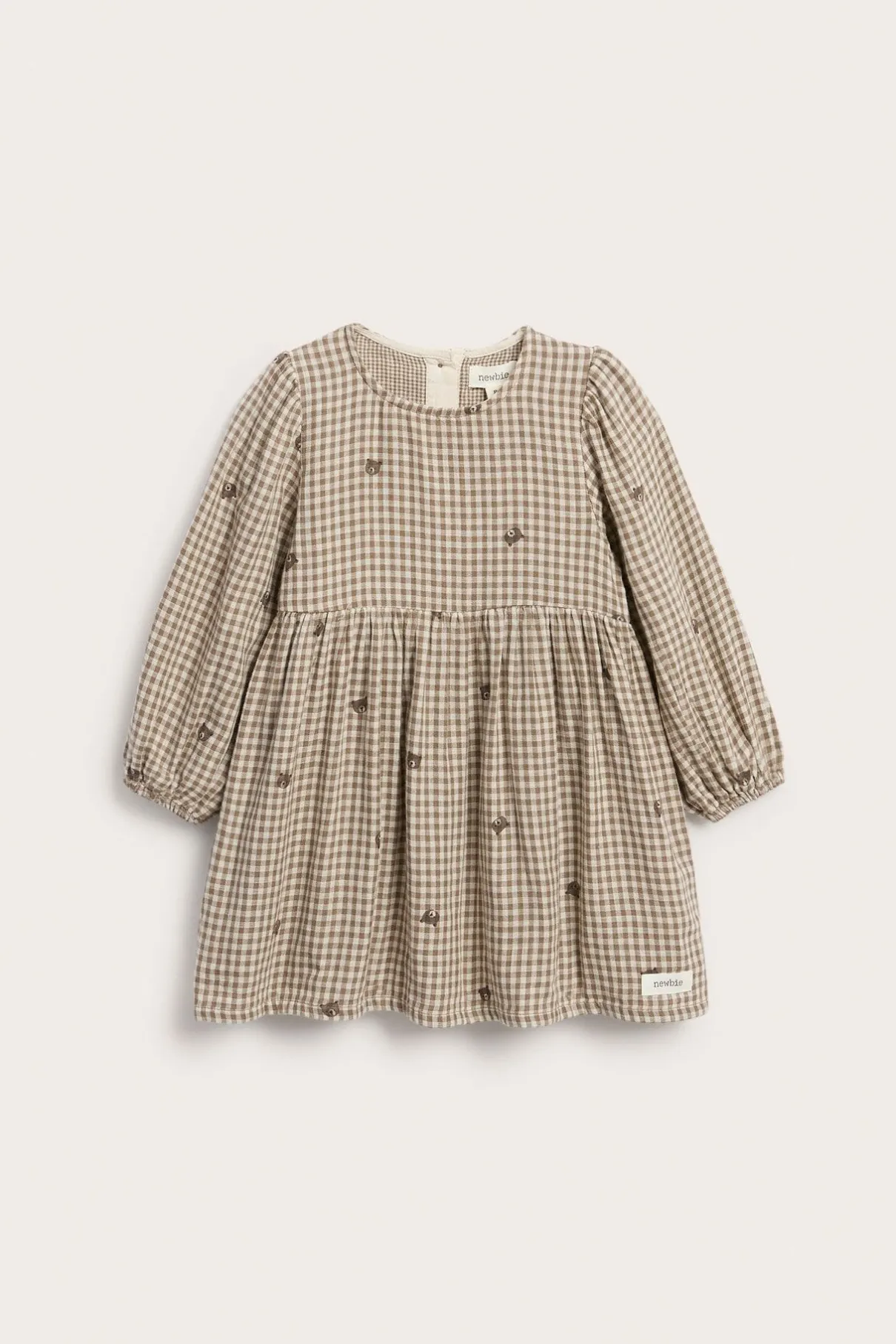 Baby checked dress with teddy bears