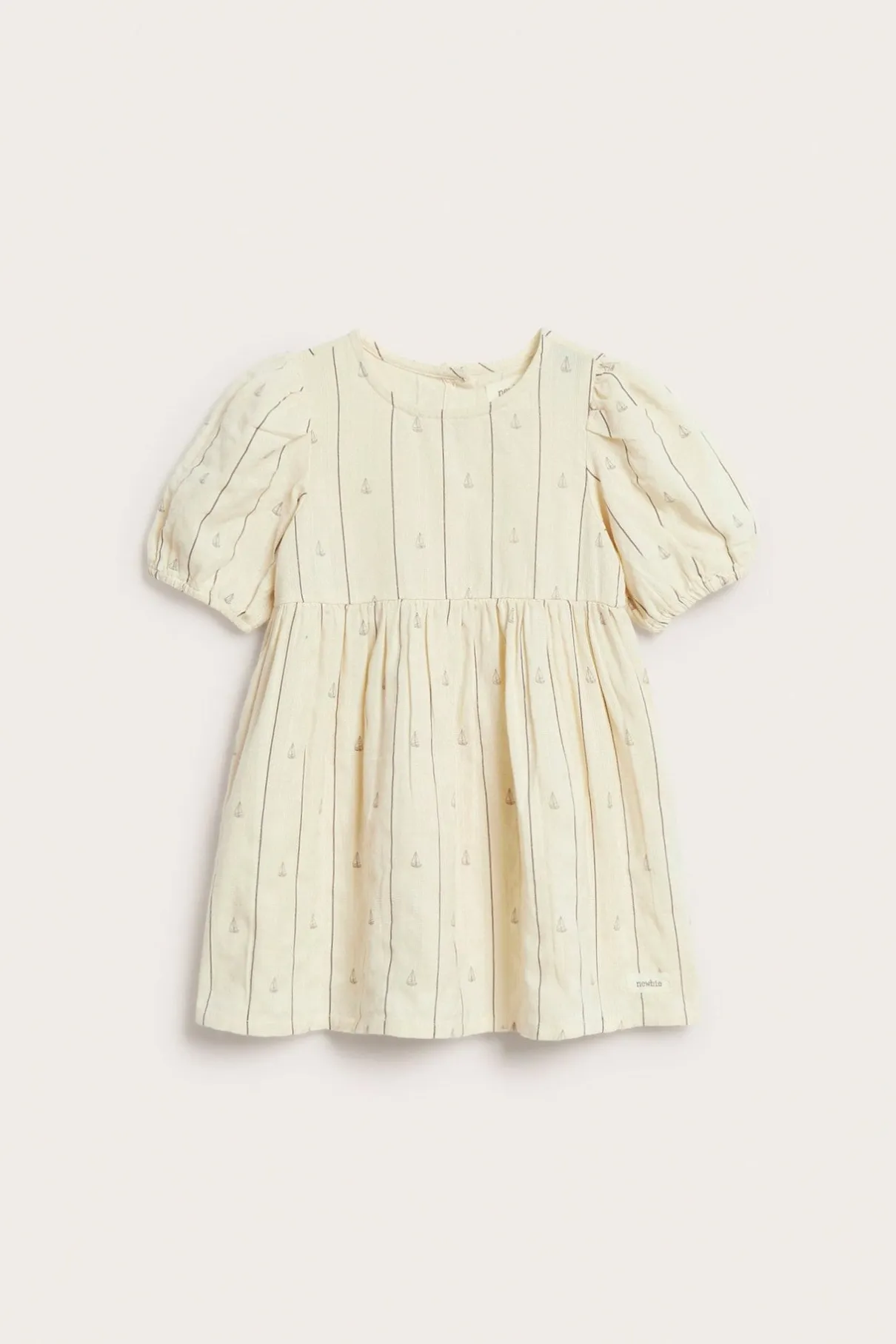 Baby cream striped dress with sailboats