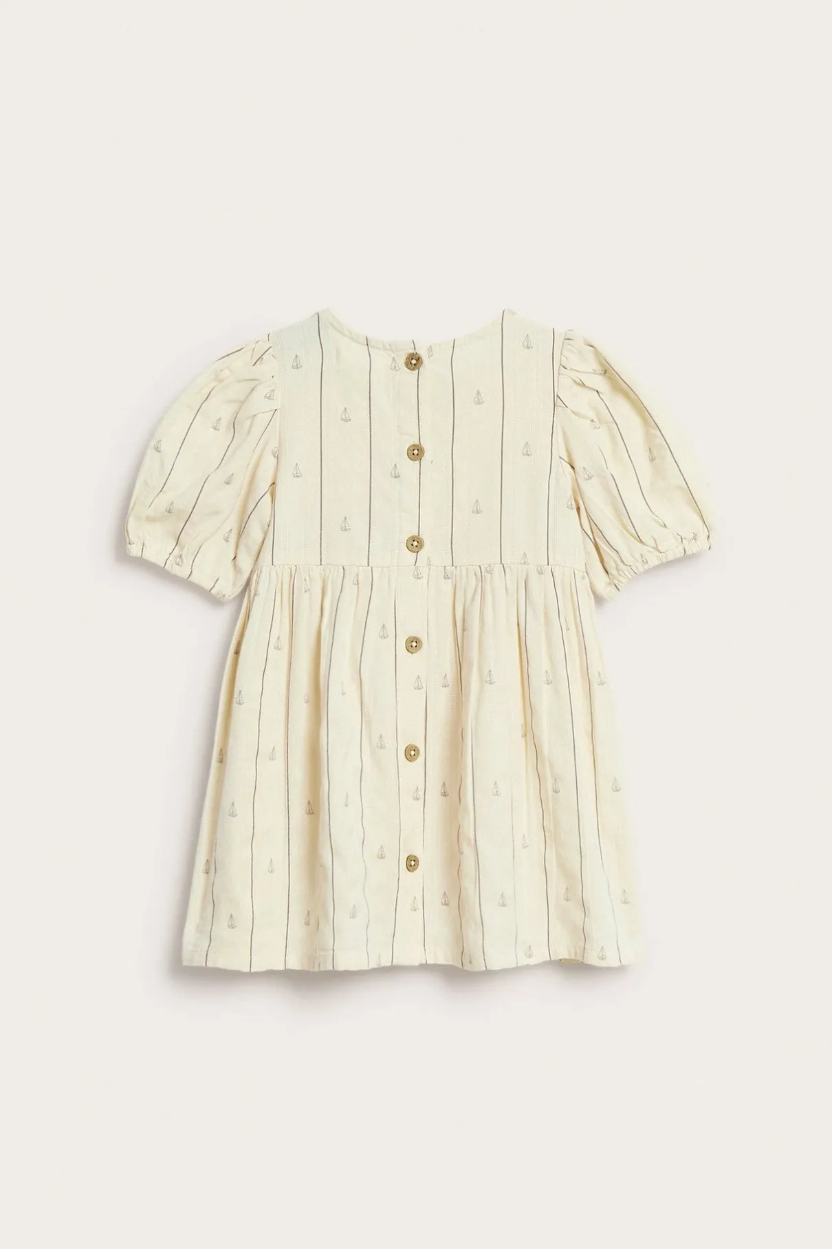 Baby cream striped dress with sailboats