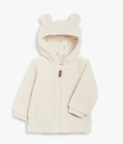 Baby cream teddy fur zipper front hoodie