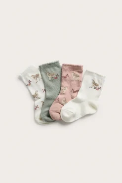 Baby deer & floral socks (4-pack)