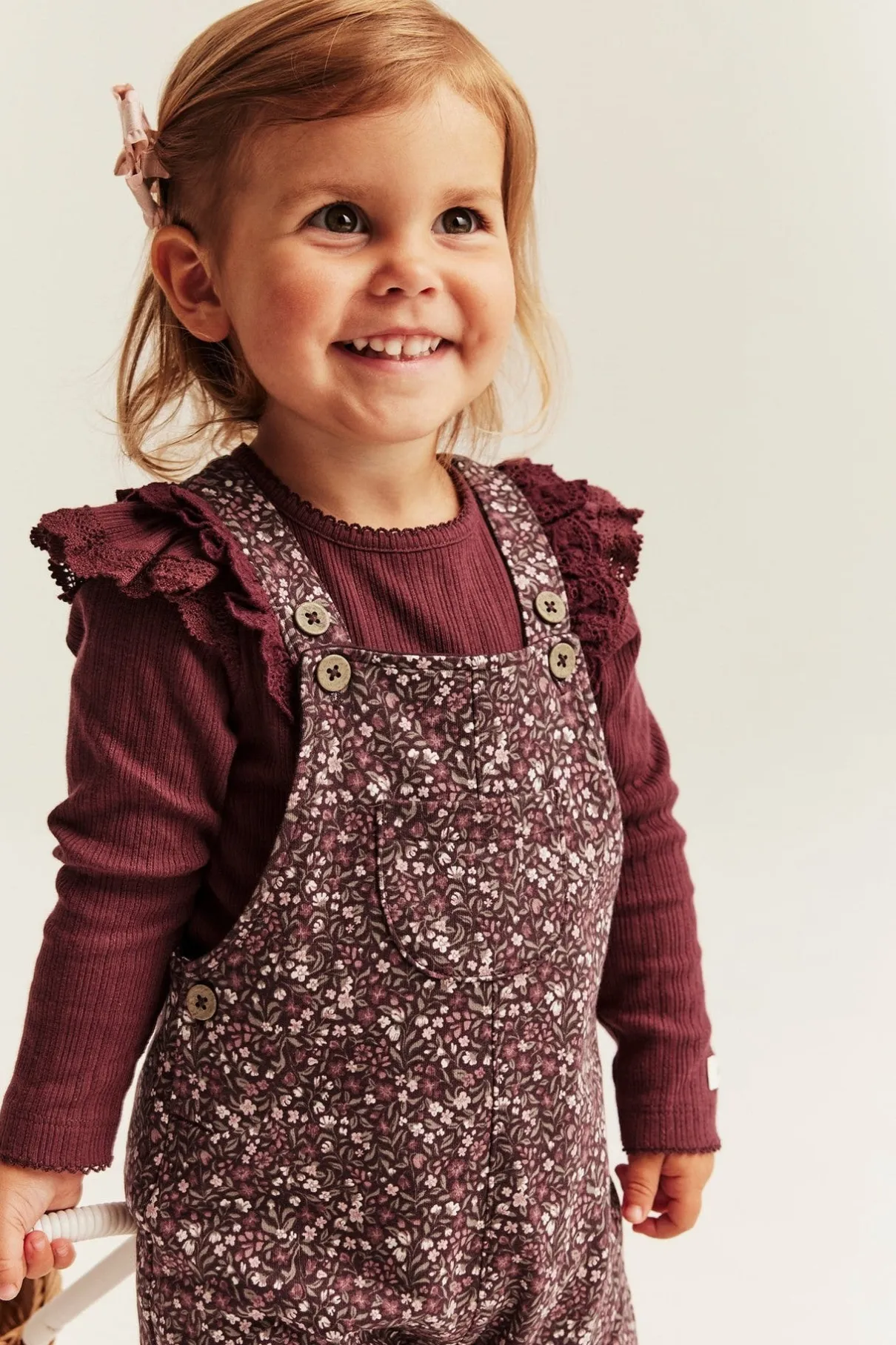 Baby ditsy floral dungarees
