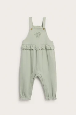 Baby dungarees with lace frill