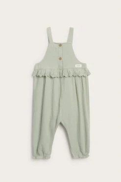 Baby dungarees with lace frill
