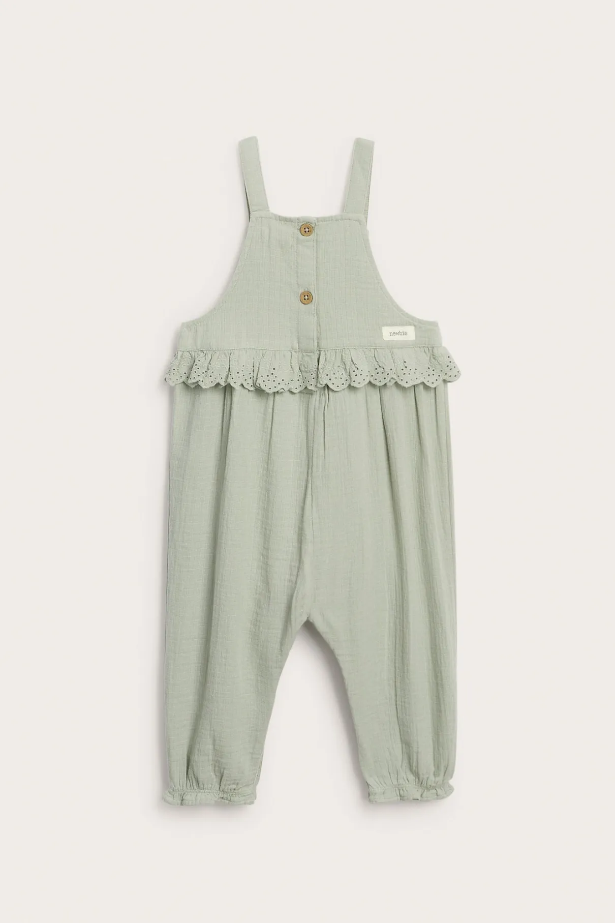 Baby dungarees with lace frill