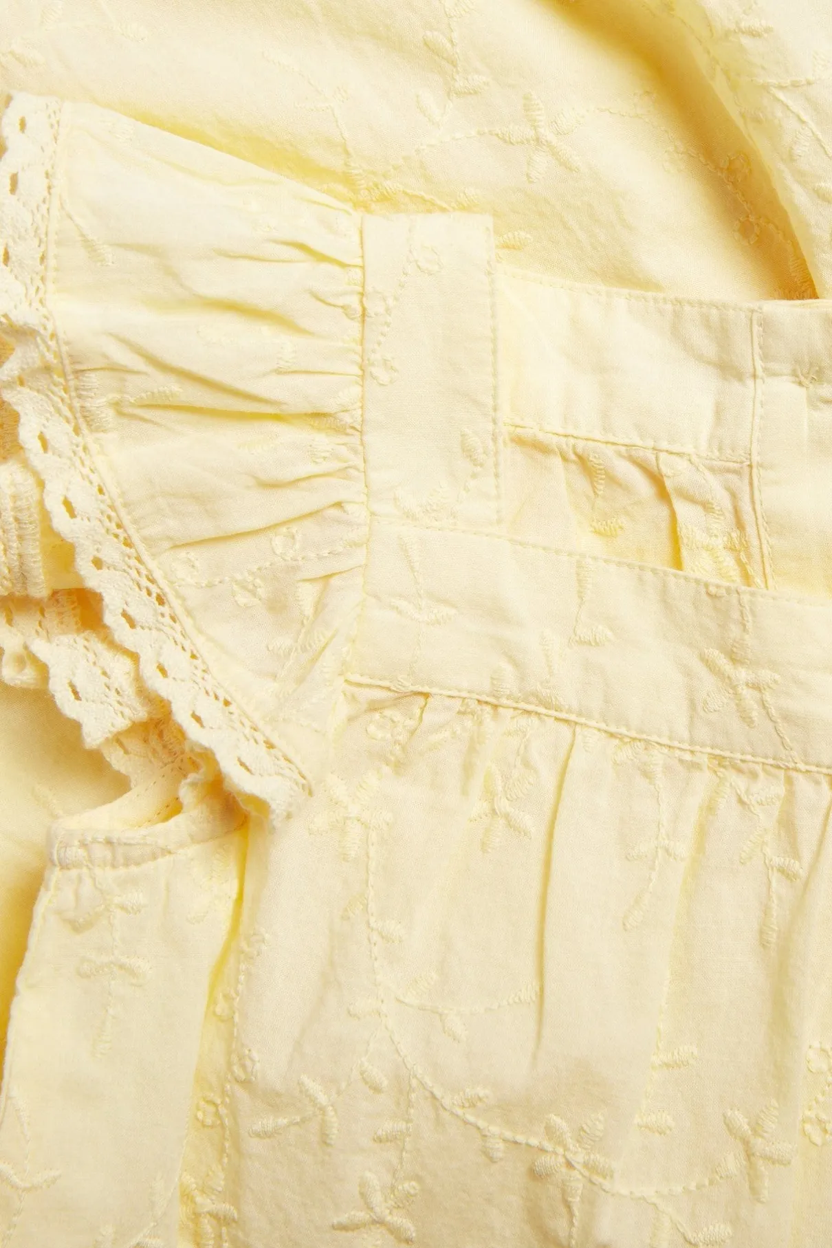 Baby embroidered woven romper