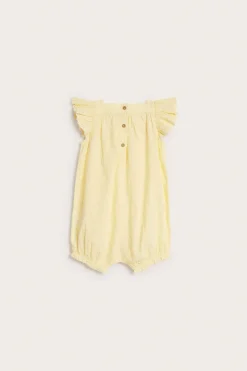 Baby embroidered woven romper