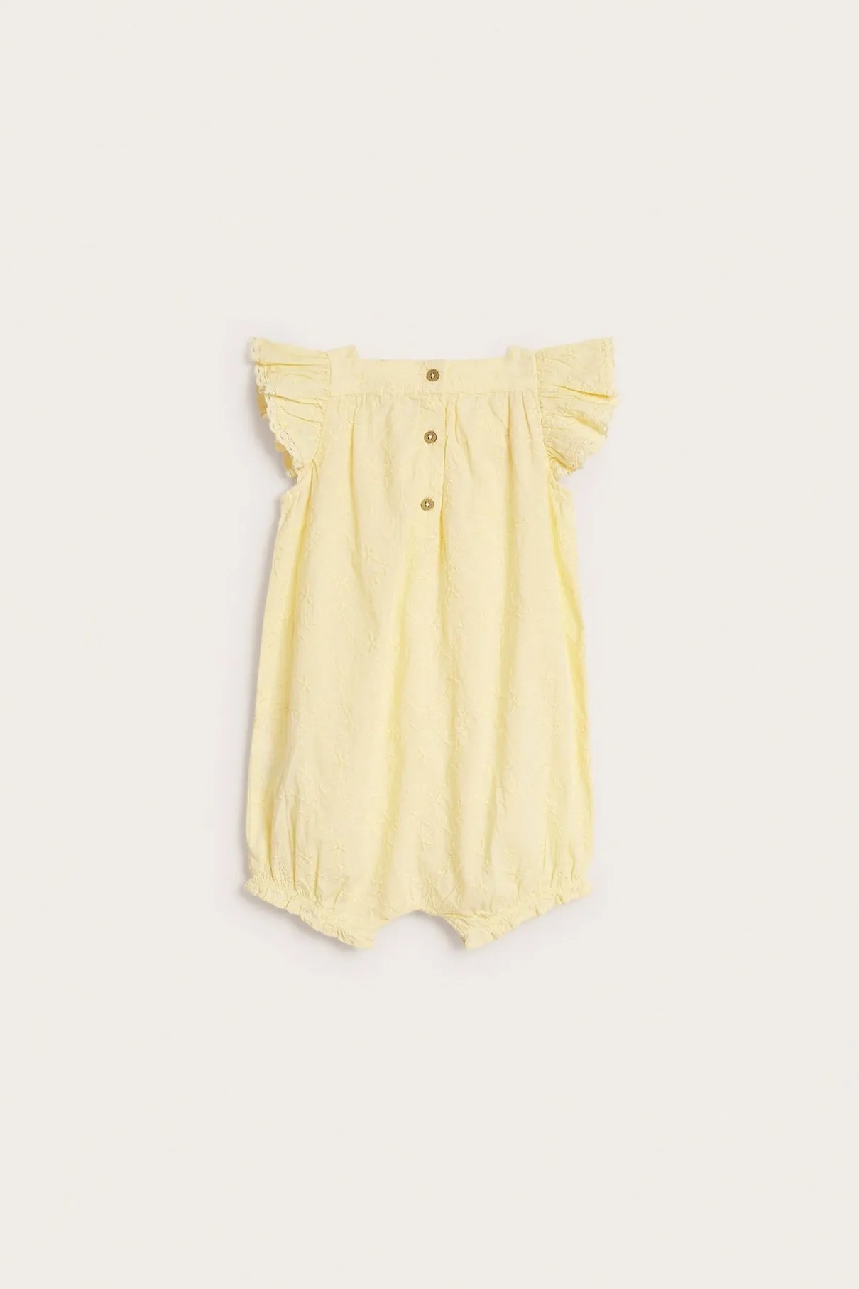 Baby embroidered woven romper