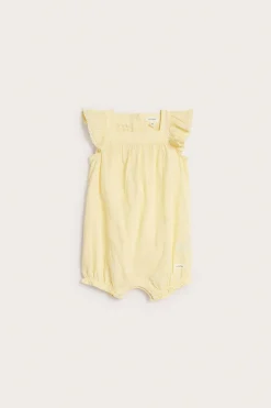 Baby embroidered woven romper