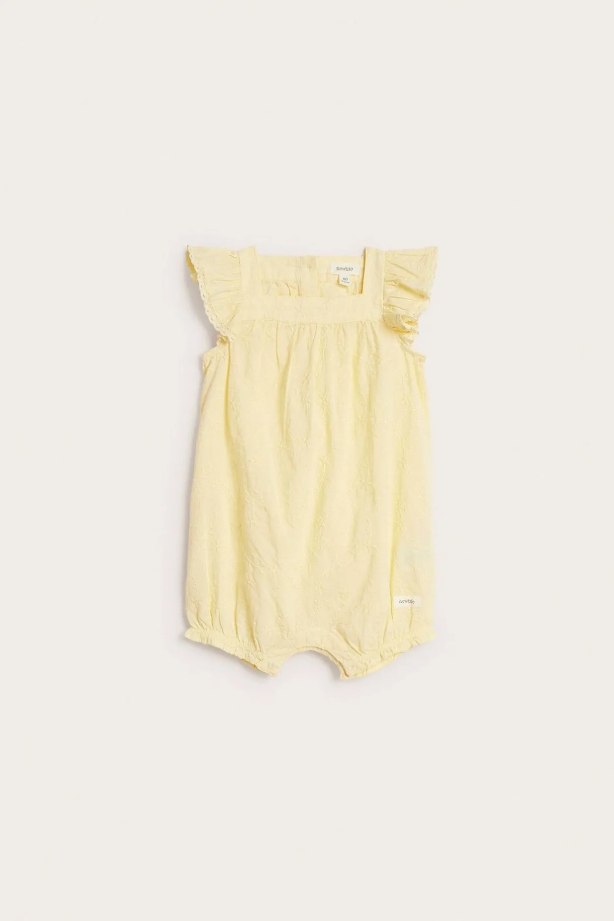 Baby embroidered woven romper