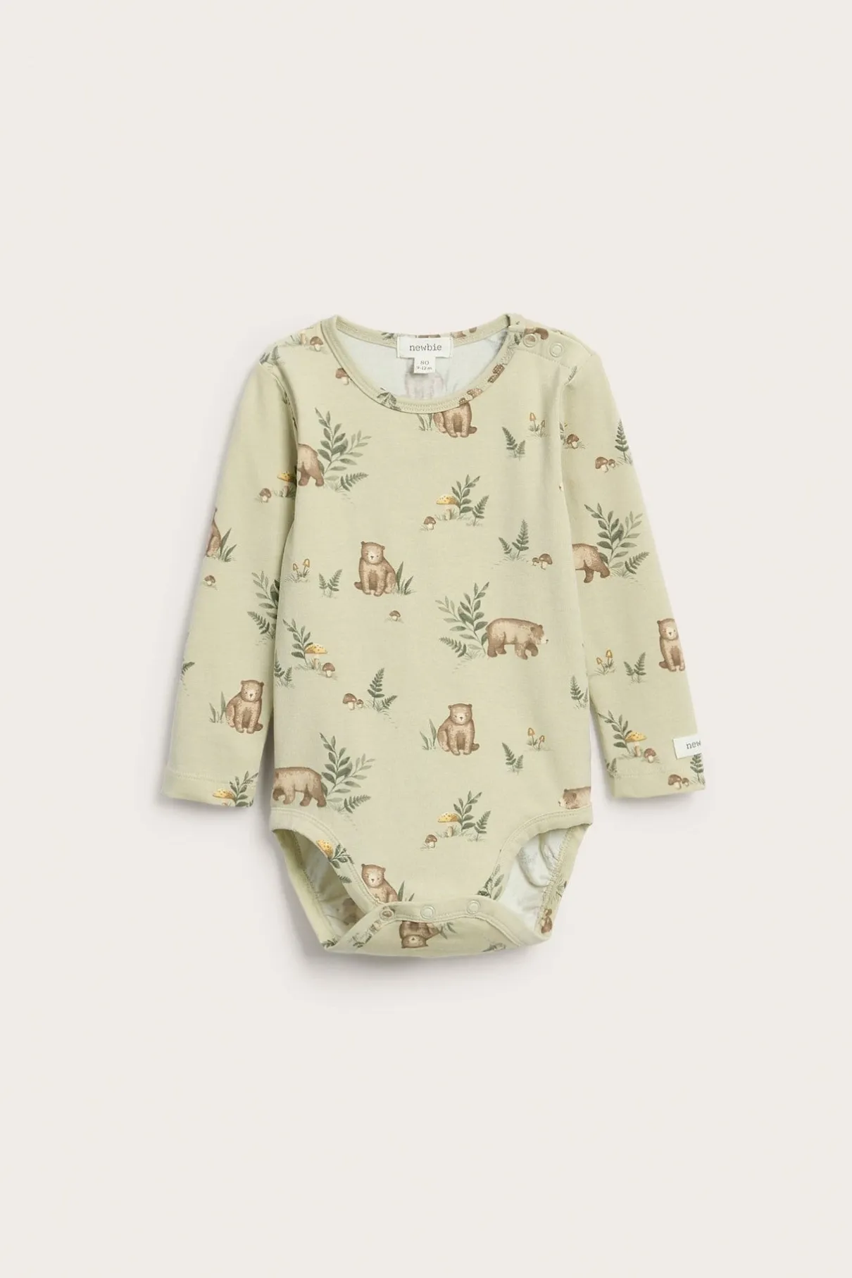 Baby green bodysuit with bear print