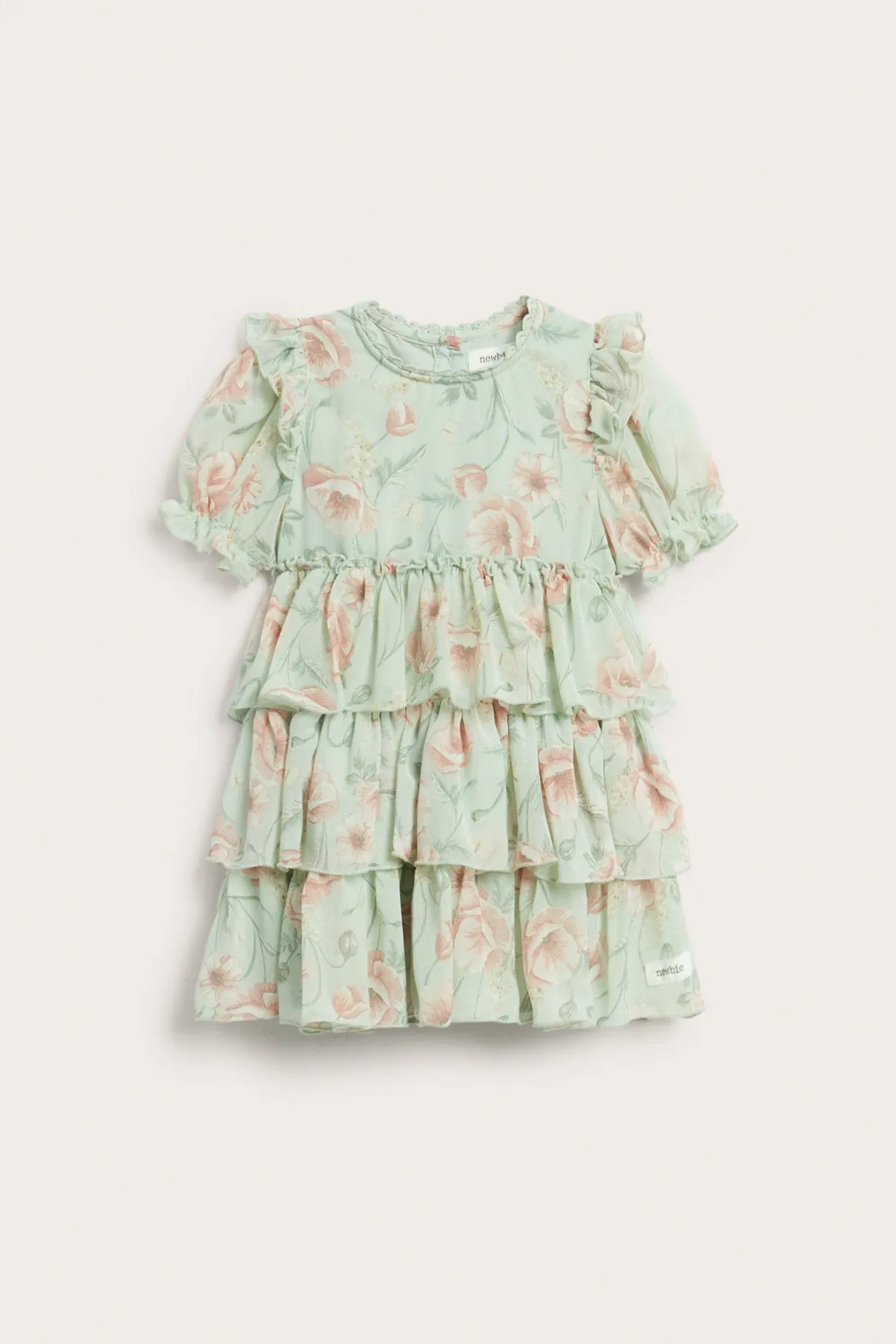 Baby green floral chiffon dress