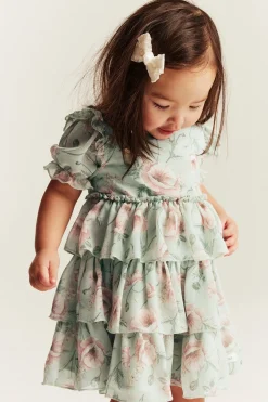 Baby green floral chiffon dress