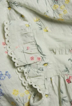 Baby green floral woven romper