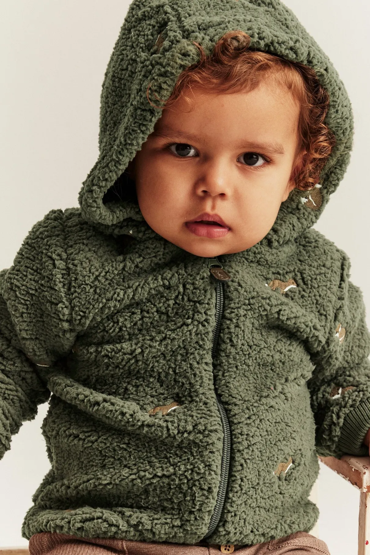 Baby green fox pile jacket