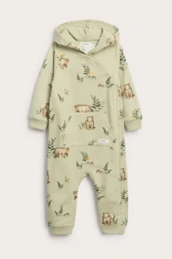 Baby green full-patterned jumpsuit
