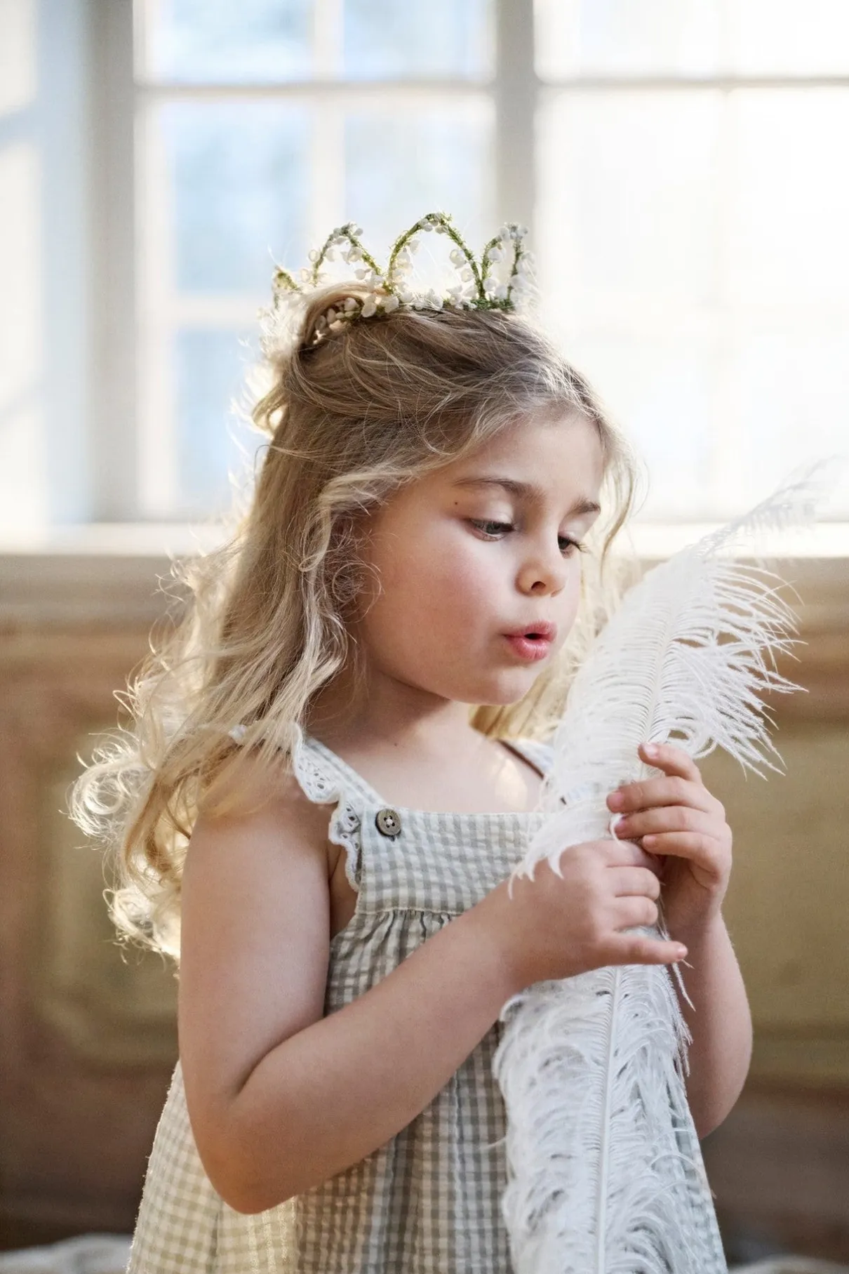 Baby green gingham dress with frills