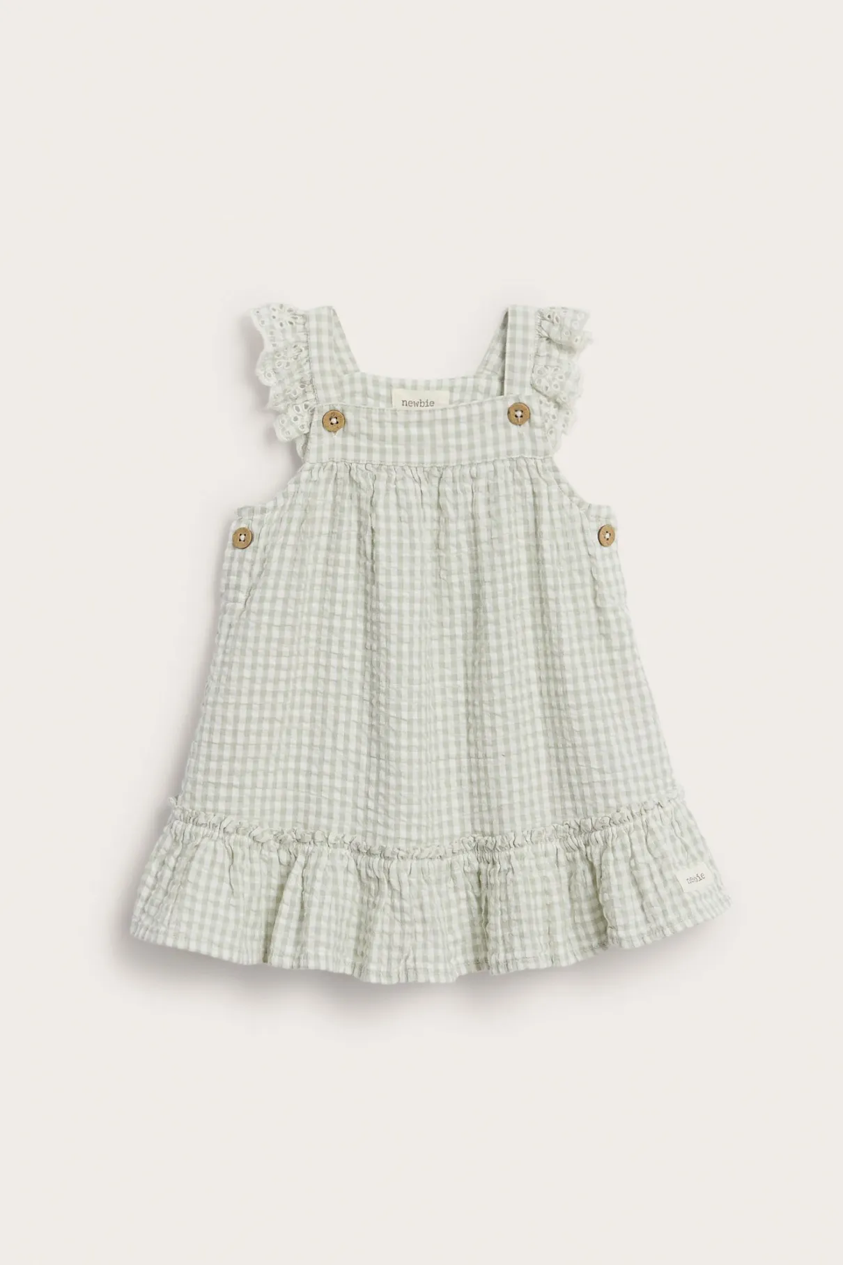 Baby green gingham dress with frills
