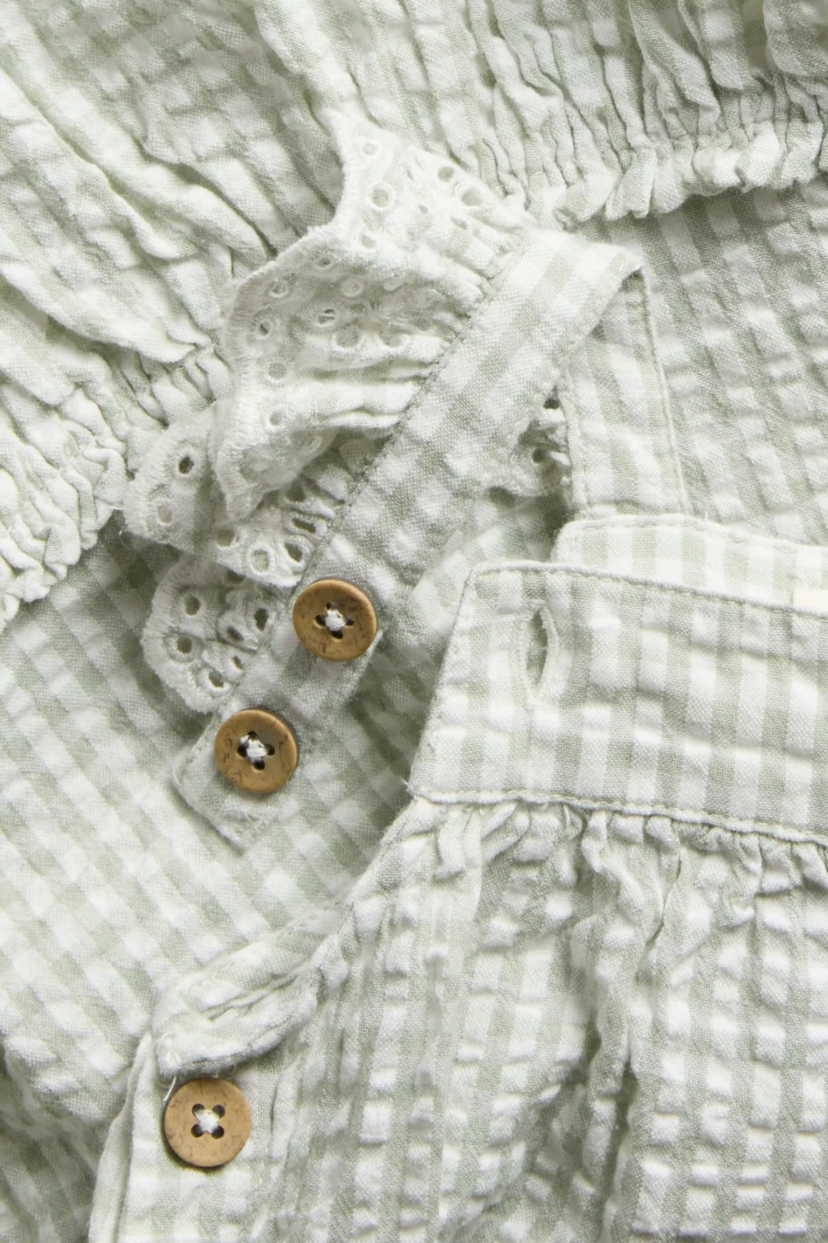 Baby green gingham dress with frills