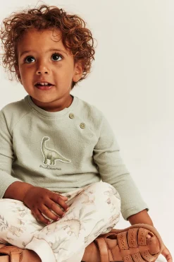 Baby green long sleeve dinosaur top