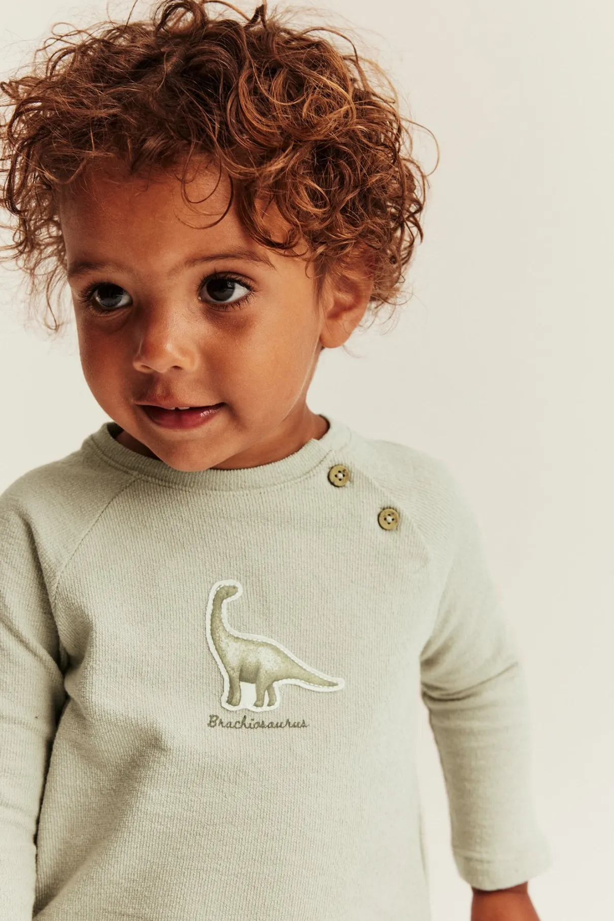 Baby green long sleeve dinosaur top