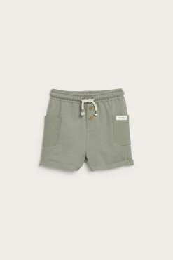 Baby green slub tricot shorts