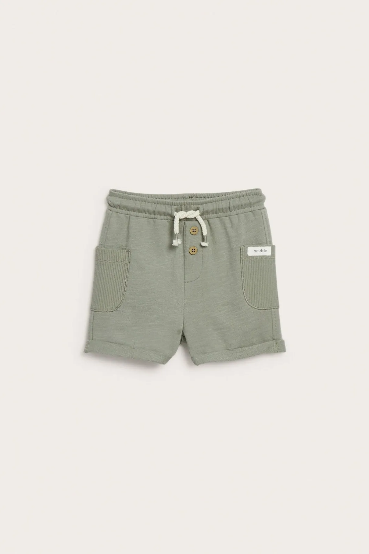 Baby green slub tricot shorts