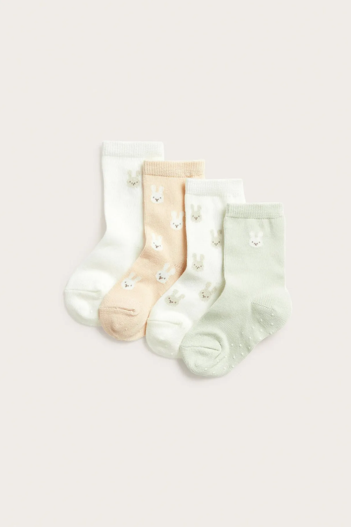 Baby green socks with rabbit motif 4-pack