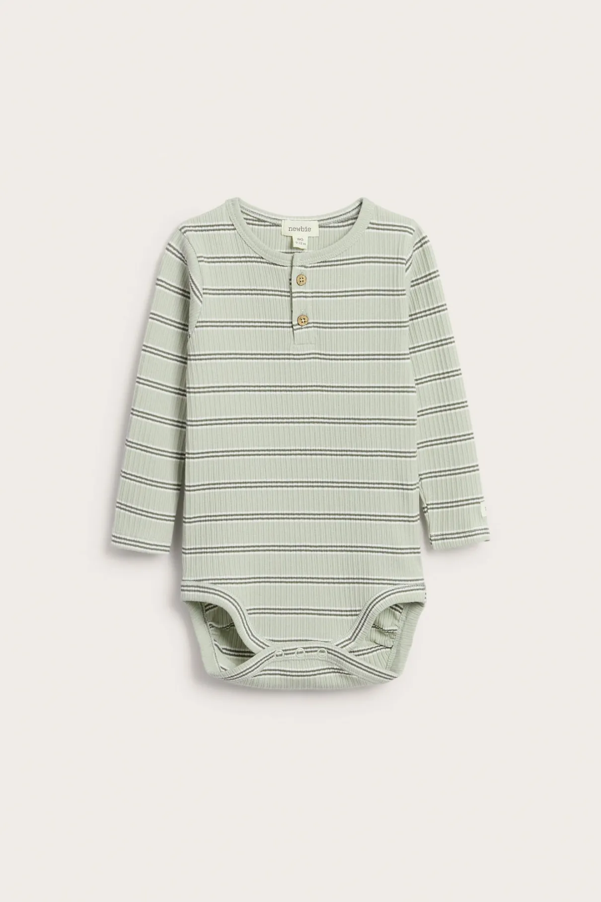 Baby green striped ribbed bodysuit