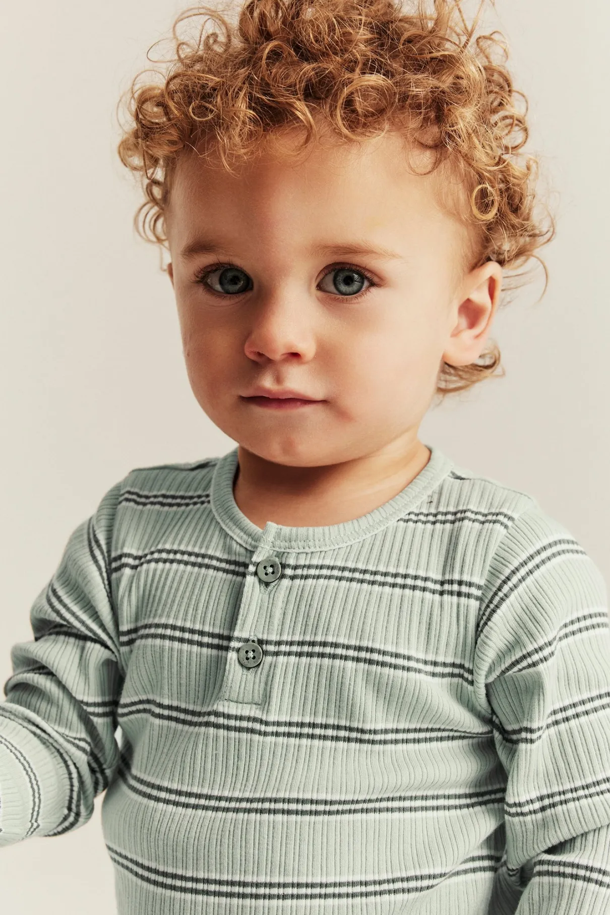 Baby green striped ribbed bodysuit
