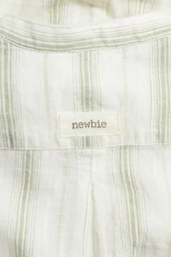 Baby green striped shirt‑style bodysuit