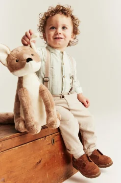Baby green striped shirt‑style bodysuit