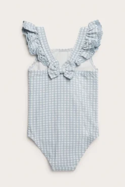 Baby & Kids blue checked frilled swimsuit