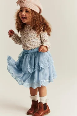 Baby & kids blue embroidered mesh skirt