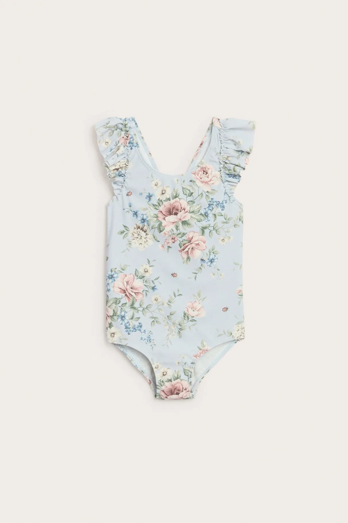 Baby & kids' blue floral frill swimsuit