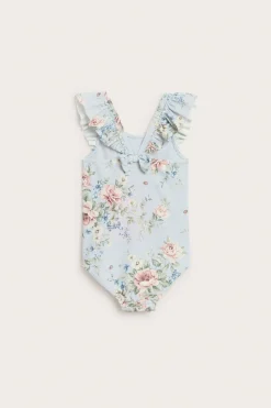Baby & kids' blue floral frill swimsuit