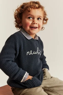 Baby & kids blue knitted jumper with Newbie logo