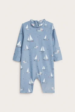 Baby & kids' blue UV suit with boat pattern