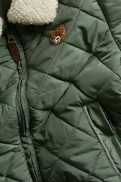 Baby & kids green quilted jacket with pile collar