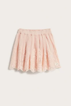 Baby & kids' pink embroidered mesh skirt