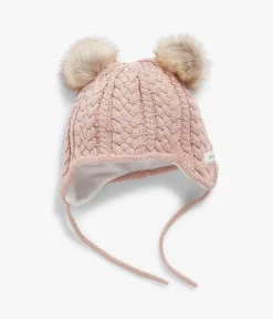 Baby & Kids pink knitted bonnet with pom pom