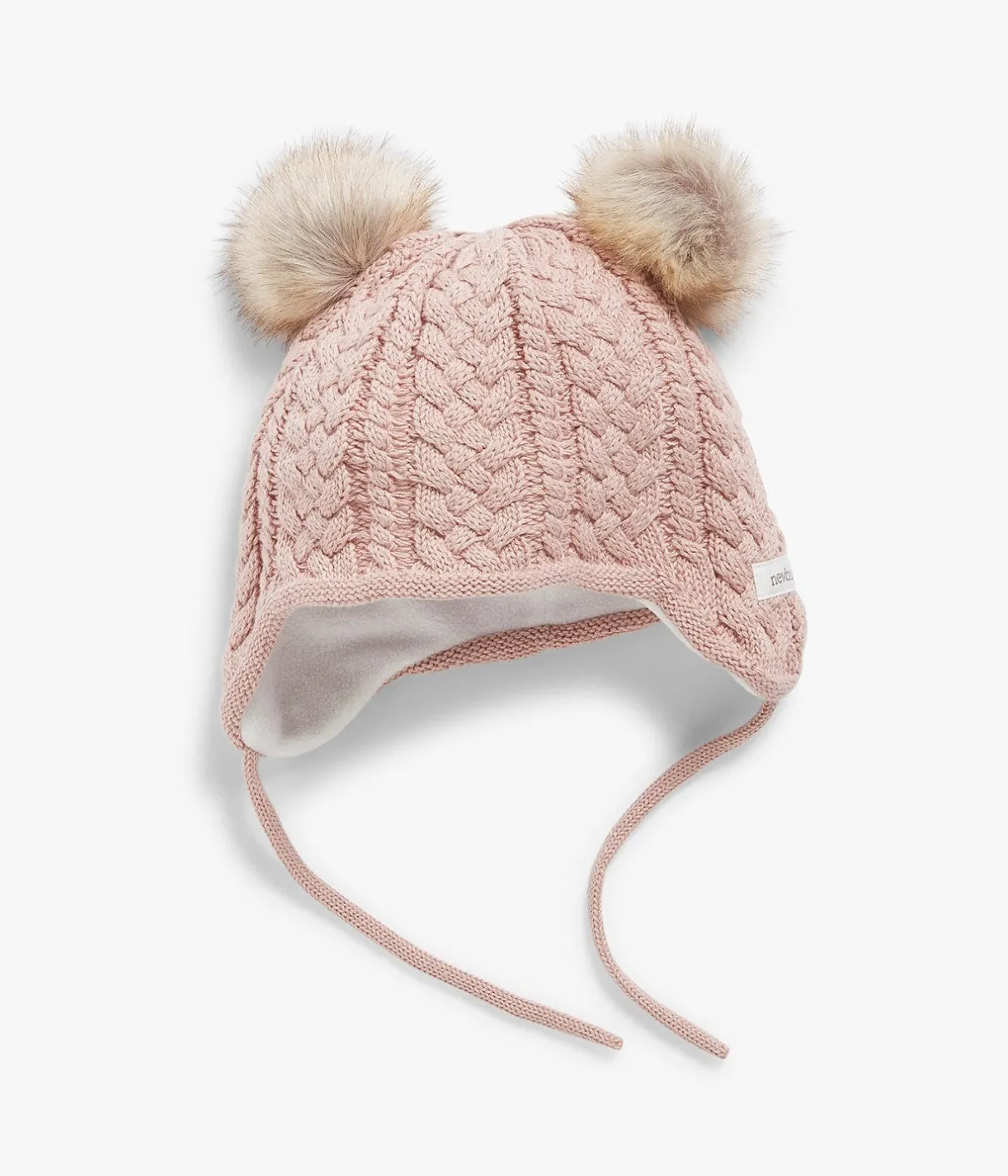 Baby & Kids pink knitted bonnet with pom pom