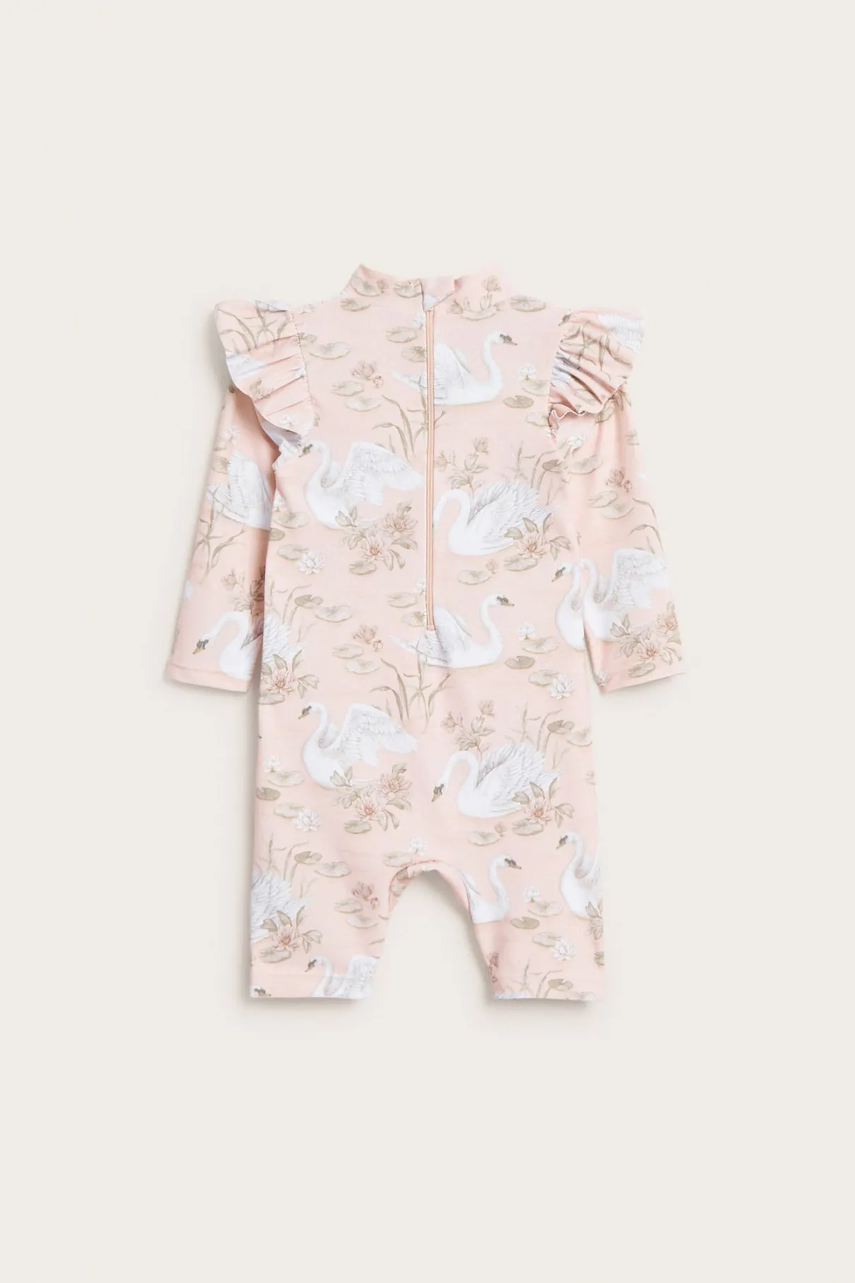 Baby & kids' pink swan UV suit with frills