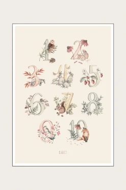 Baby & kids poster with animals and numbers