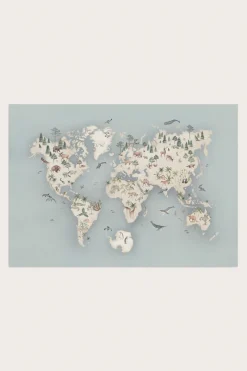 Baby & kids poster with map and animal theme