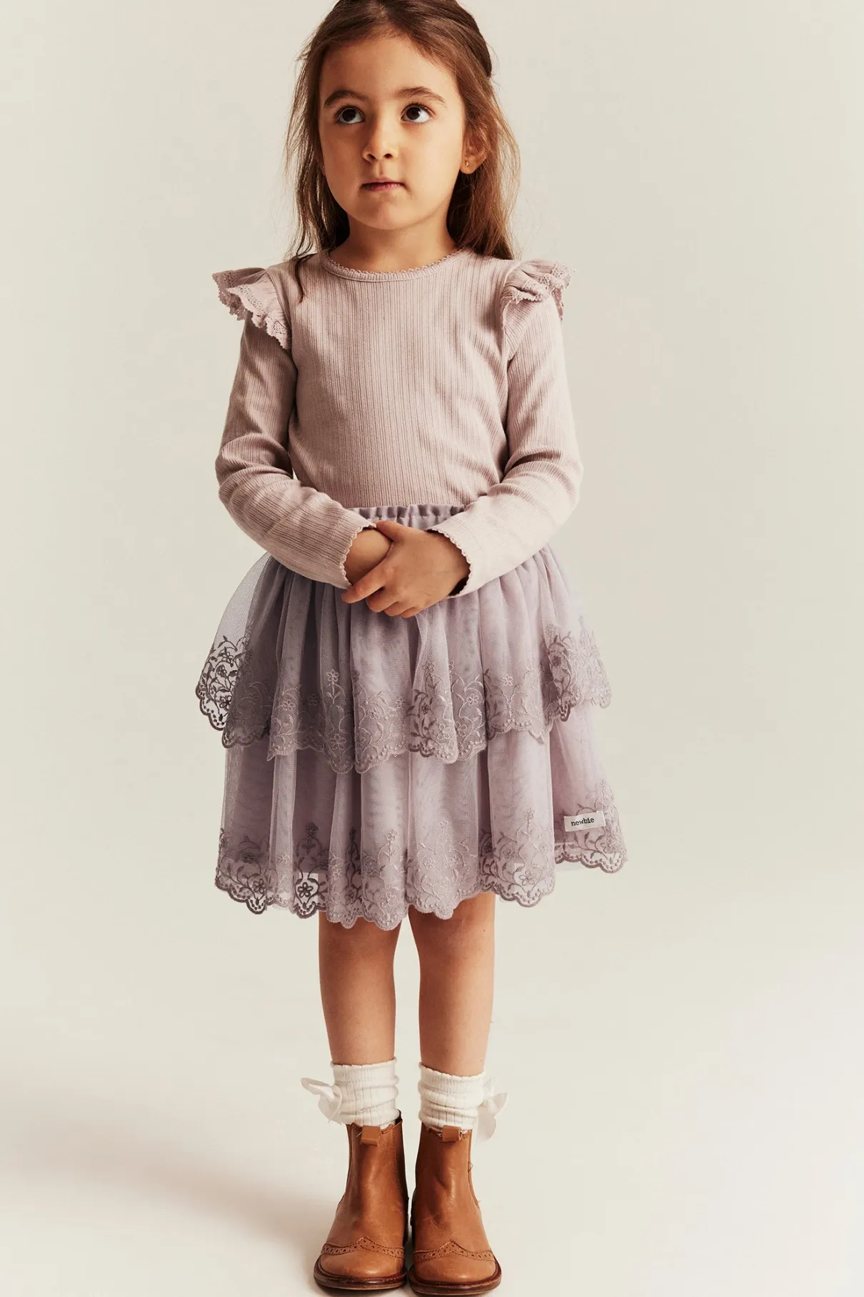 Baby & kids purple embroidered mesh skirt